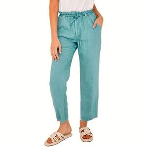Bella Dahl Paperbag Tie Waist Pants The Easy Turquoise Taper Leg Size Medium